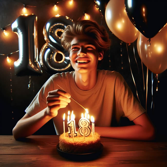 Photo d’un garçon célébrant son dix-huitième anniversaire
