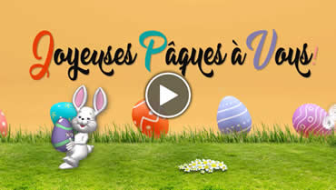 vidéo joyeuse et mignonne de joyeuses Pâques avec des œufs et du lapin sautant