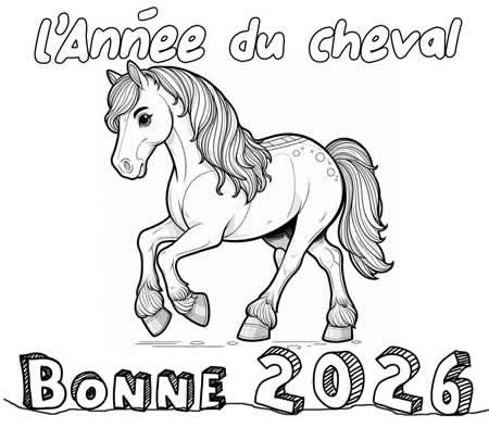 Dessin astrologie chinoise 2026 l'année du Cheval de Feu