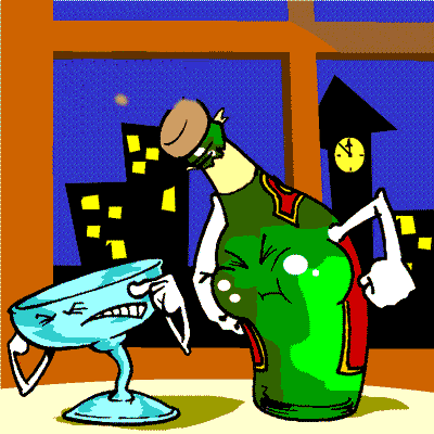 Gif animè droles champagne et le verre célèbrent la nouvelle année