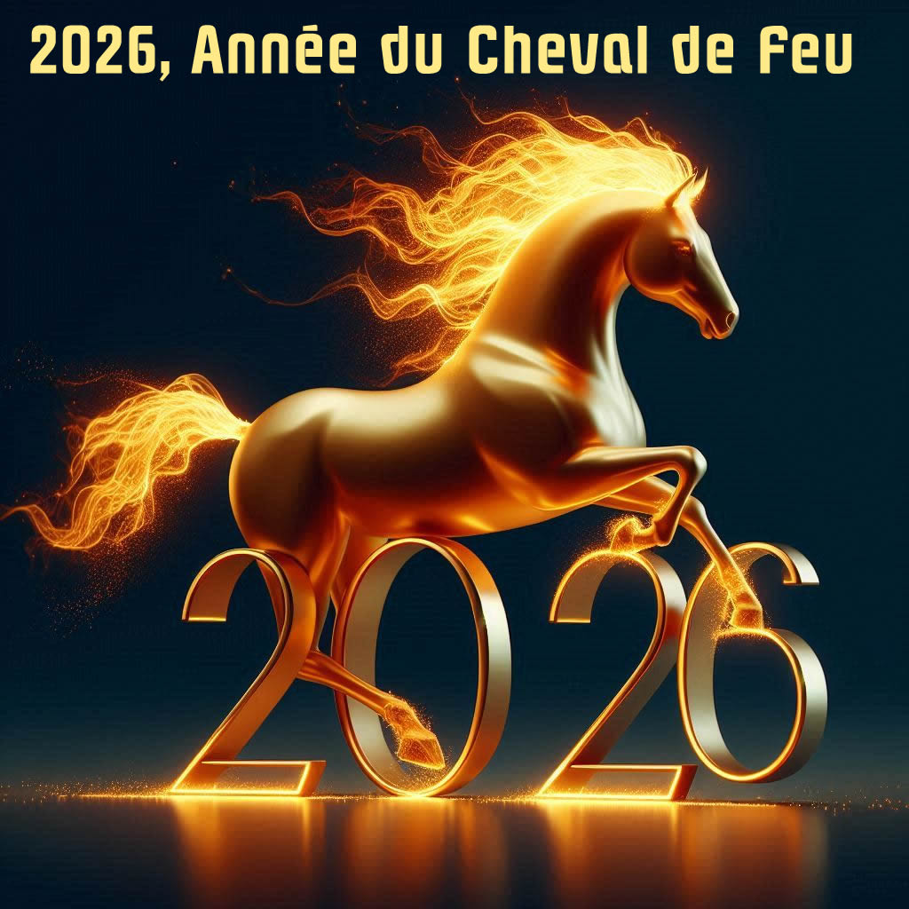 Bonne année avec année du Cheval de feu