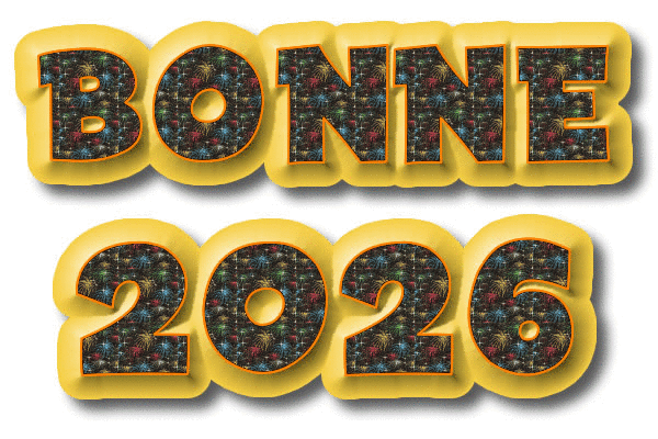 image animée gif avec texte bonne 2026 avec feu d'artifice