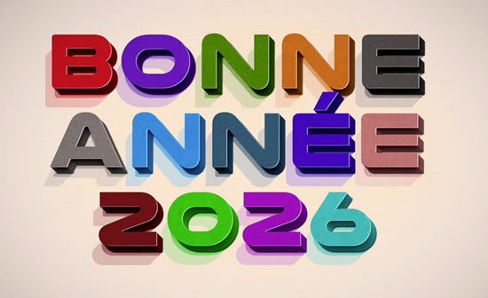 image bonne année 2026 effet rétro coloré