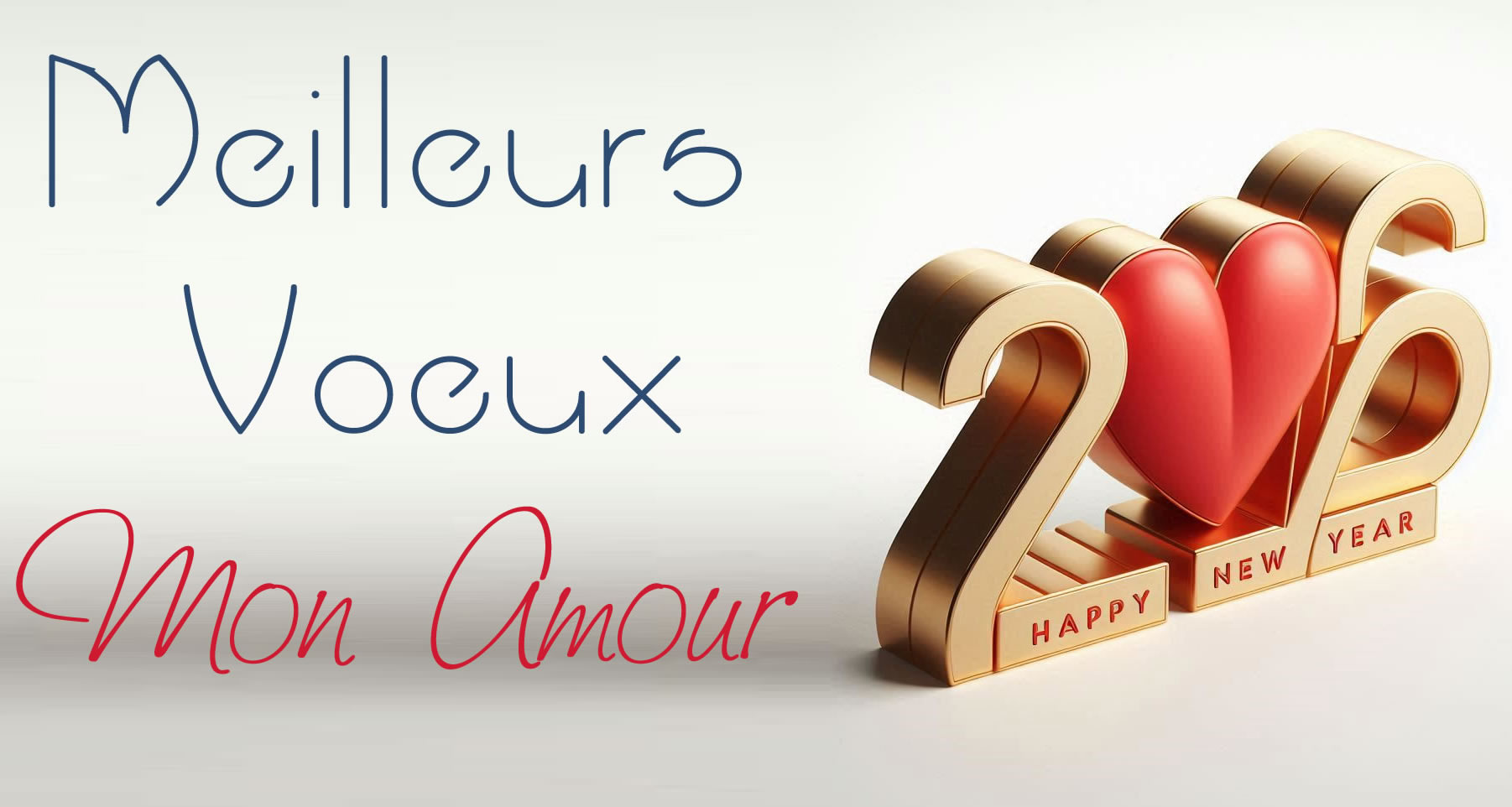 Meilleurs Vœux 2026 en forme de coeur