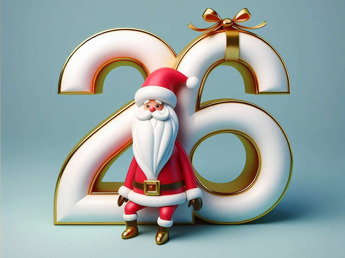 Père Noël souhaite une bonne année 2026