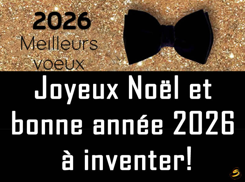 image voeux Célébrations de Noël et du Nouvel An avec texte Joyeux Noel et Bonne Annee a inventer. Bonne Année 2026