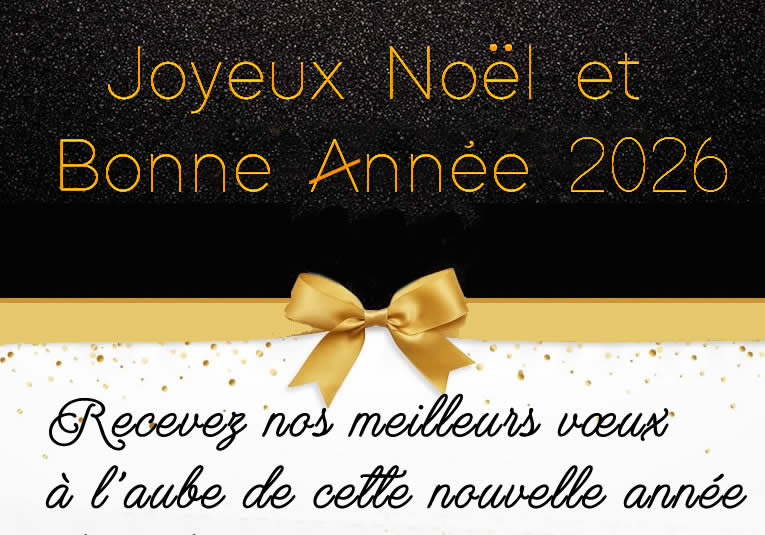 Image élégante en noir et or avec ruban et noeud cadeau