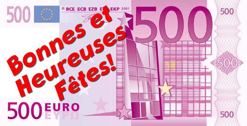 Voeux écrites sur un billet de 500 euros.