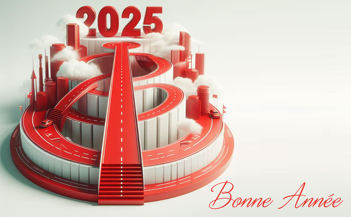 Image avec route pour 2025 placé sur piédestal