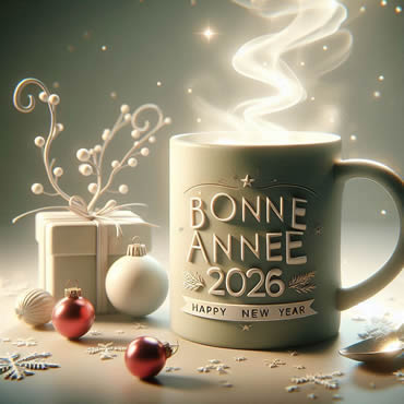 tasse de petit déjeuner avec l'inscription bonne 2026